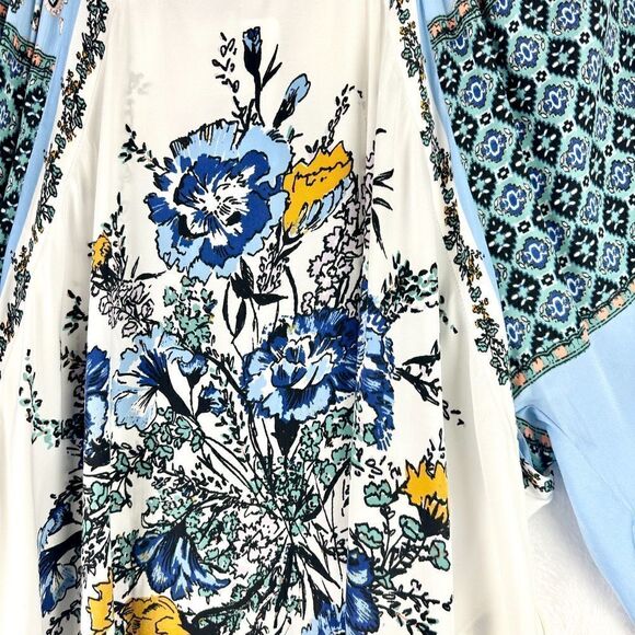 Free People Positano Print Blouse Size Small NWT Ivory Combo Floral Paisley - Picture 9 of 13